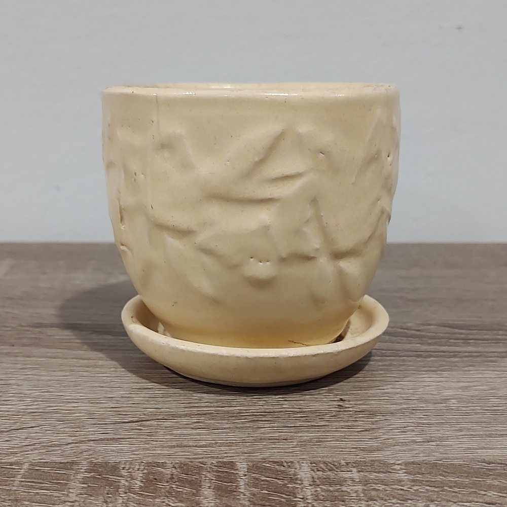 McCoy Pottery Vintage Butterfly Vase 1940s Yellow Glazed FLAWS